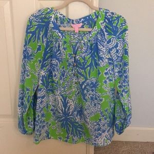 Lily Pulitzer silk button up top